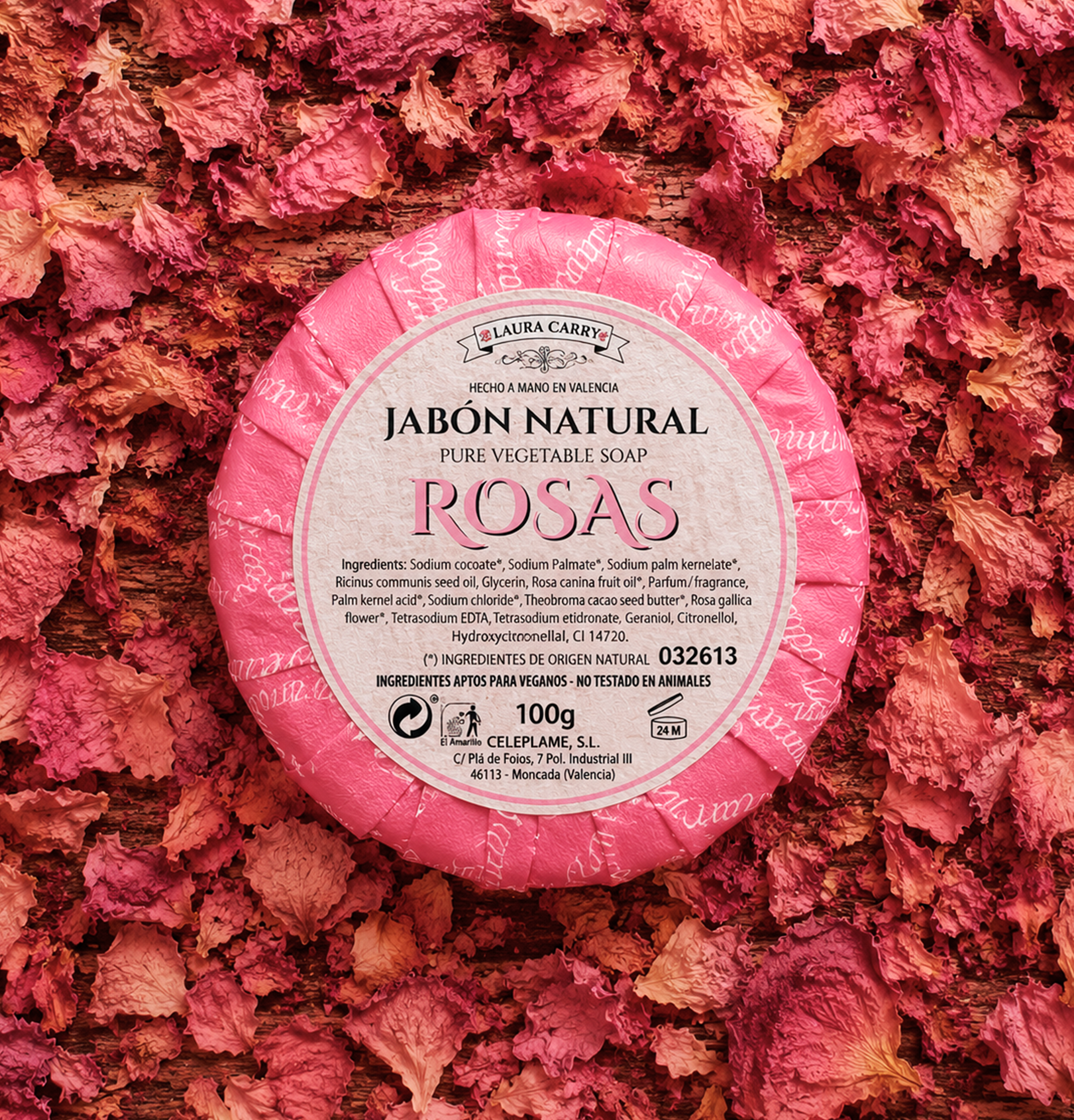 Jabón redondo Rosas
